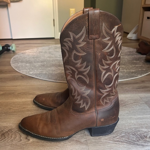 Ariat Men's Brown Heritage R Toe Leather Western Boots - Picture 3 of 8